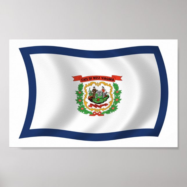 Póster Cartaz Impresso da Bandeira da Virgínia Ocidental (Frente)