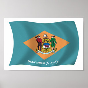 Poster Cartaz Impresso da Bandeira de Delaware