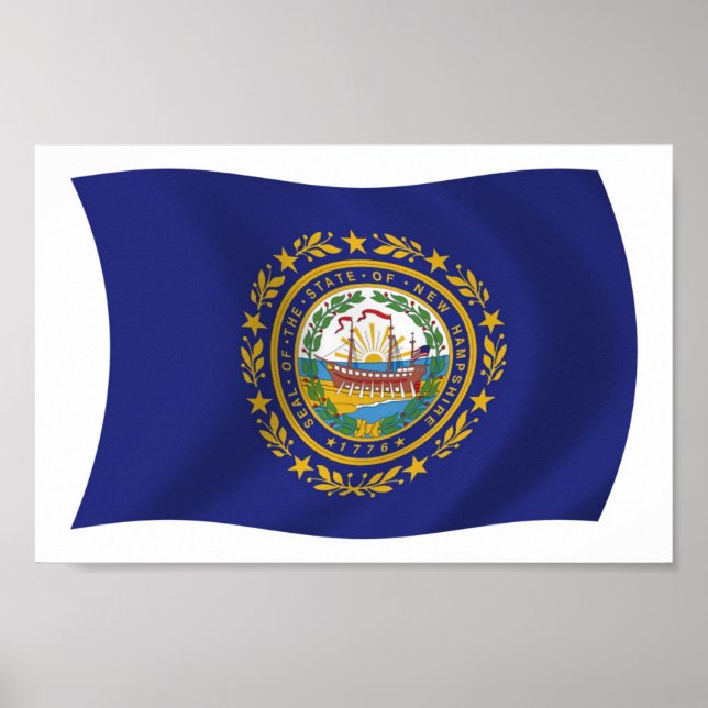 Poster Cartaz Impresso da Bandeira de New Hampshire (Frente)