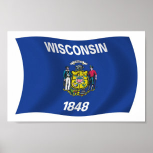 Póster Cartaz Impresso da Bandeira de Wisconsin