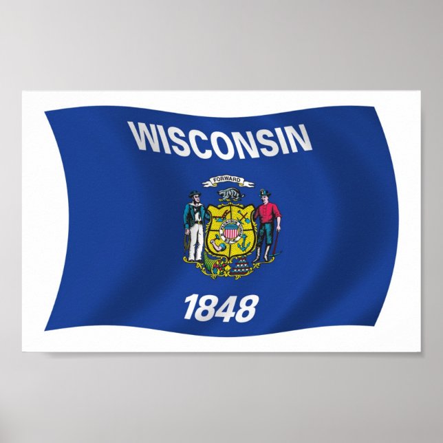 Póster Cartaz Impresso da Bandeira de Wisconsin (Frente)