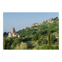 cartaz impresso da catedral e cidade de Montepulci
