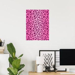 Poster Cartaz Impresso de Leopardo Rosa Elegante