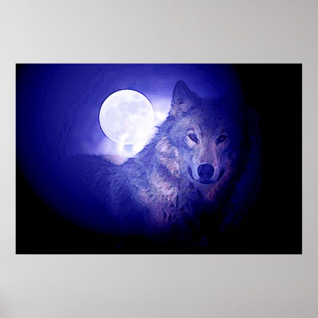 Poster Cartaz Impresso do Lobo Cinzento e Lua - Lobos Not (Frente)