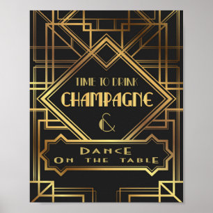 Poster Cartaz inspirado em Gatsby - Hora de Beber Champan