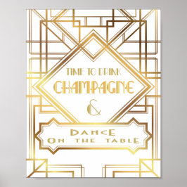 Poster Cartaz inspirado em Gatsby: Hora de Beber Champanh