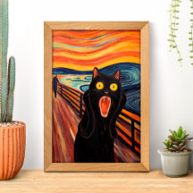 Cartaz Inspirado no Grito Divertido de Gato Preto
