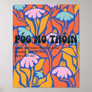 Poster Cartaz inspirado nos anos 70 com Póg mo thóin irla