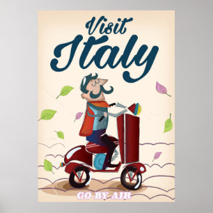 Poster Cartaz italiano retro do patinete dos desenhos