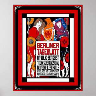 Poster Cartaz Jornal Antigo Berliner Tageblatt 1899