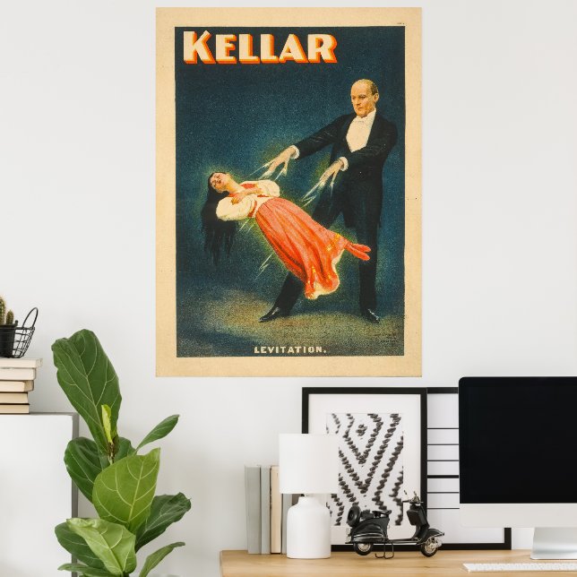 Poster Cartaz Litográfico do Mágico Harry Kellar (Escritório em casa)