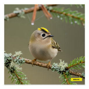 Póster Cartaz Macro Vida Selvagem do Goldcrest