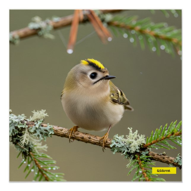 Póster Cartaz Macro Vida Selvagem do Goldcrest (Frente)