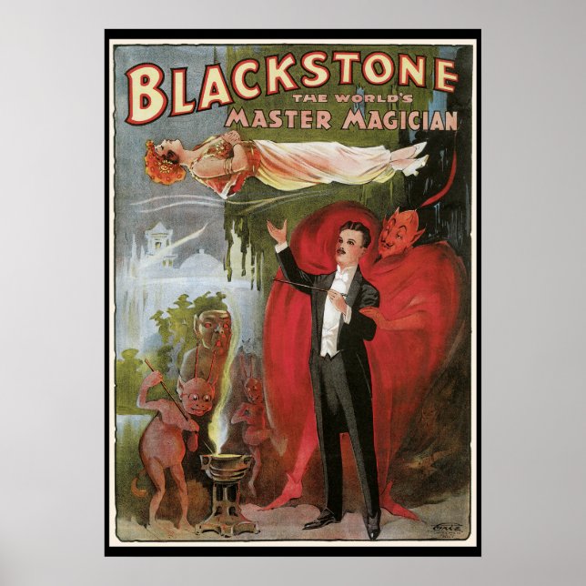 Poster Cartaz Mágico Vintage, Grande Mágico Blackstone (Frente)