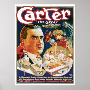 Póster Cartaz Mágico Vintage, Mágico Carter o Grande
