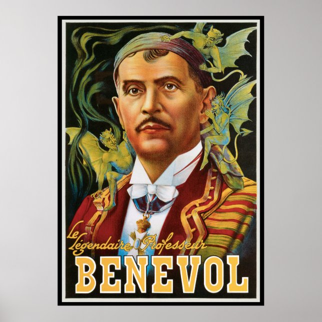 Poster Cartaz Mágico Vintage, Professor Lendário Benevol (Frente)