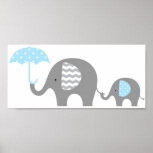 Poster Cartaz - Mamãe & Bebê Elefante