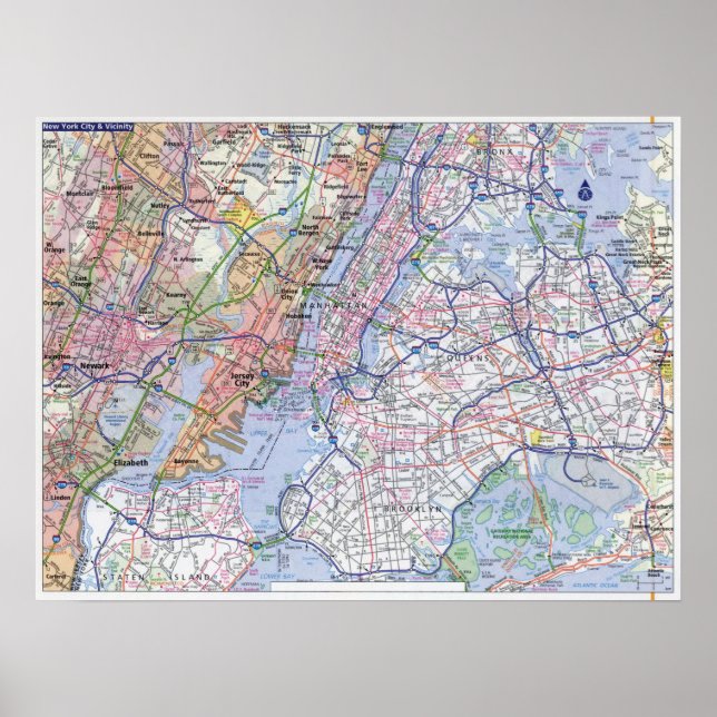 Poster Cartaz - Mapa de Viagens da Cidade de Nova York (Frente)