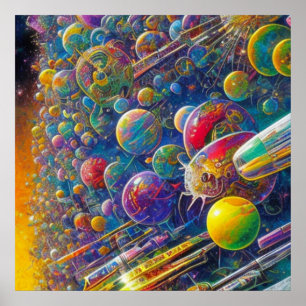 Poster cartaz matte da corrida espacial