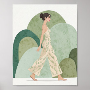 Poster Cartaz Minimalista da Mulher Esmeralda Andando