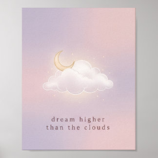 Poster Cartaz Minimalista do Céu com Nuvem e Lua em Paste