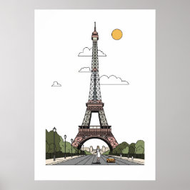 Poster Cartaz Minimalista Torre Eiffel Paris