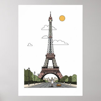 Poster Cartaz Minimalista Torre Eiffel Paris