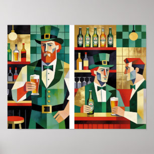 Poster Cartaz Modernista Cubista de Pub Irlandês