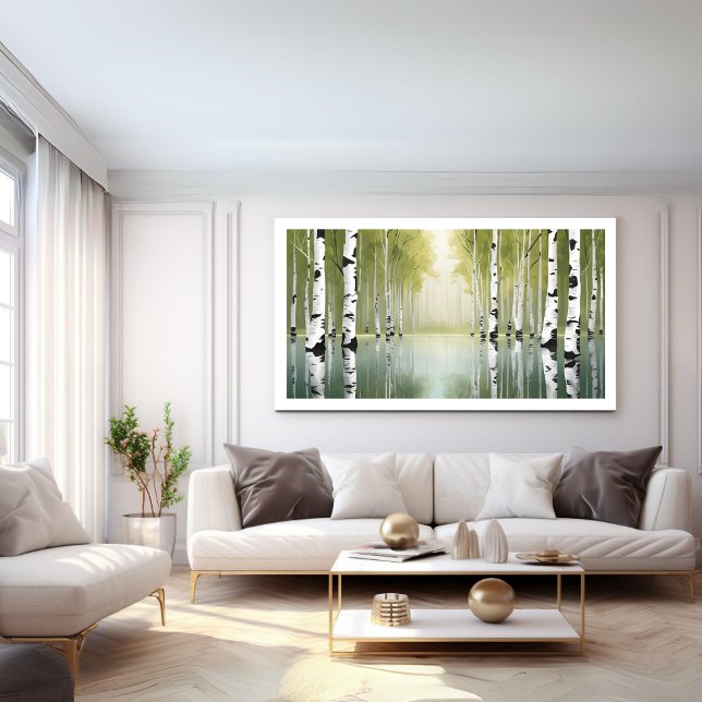 Poster Cartaz Moderno de Árvores de Bétula Impresso em Na (Birth Trees Print Modern Nature Poster)