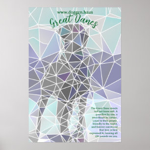 Poster Cartaz Moderno do Grande Dinamarquês verde