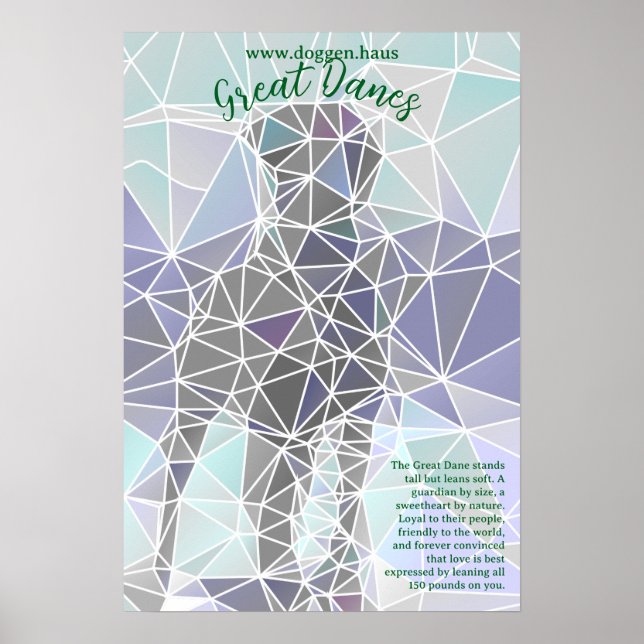 Poster Cartaz Moderno do Grande Dinamarquês verde  (Frente)