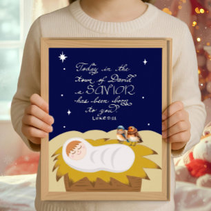 Poster Cartaz Moderno do Versículo da Bíblia de Natal Luk