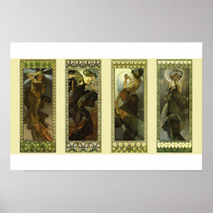 Poster Cartaz Moon and Stars de Alphonse Mucha