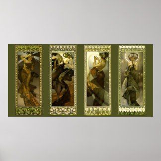 Poster Cartaz Moon and Stars de Alphonse Mucha