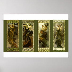 Poster Cartaz Moon and Stars de Alphonse Mucha