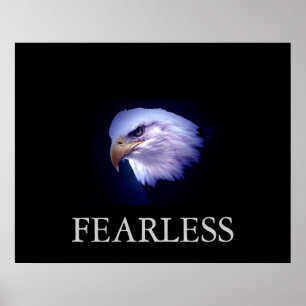 Poster Cartaz Motivacional Águia Destemida Preto e Azul