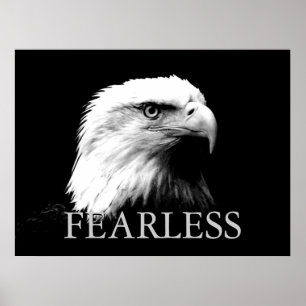 Póster Cartaz Motivacional Águia Sem Medo Preto e Branco