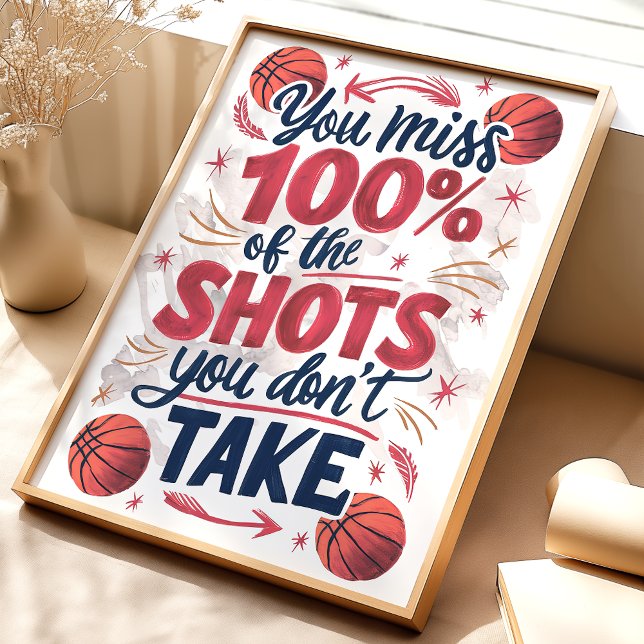 Poster Cartaz Motivacional de Basquete: 100% de Erro (Criador carregado)