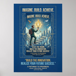 Poster Cartaz Motivacional Imagine Construa Alcance
