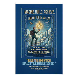 Póster Cartaz Motivacional Imagine Construa Alcance