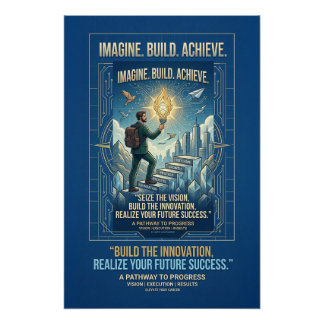 Póster Cartaz Motivacional Imagine Construa Alcance