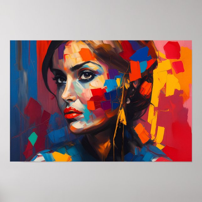 Poster Cartaz - Mulher Arco-Íris Abstrata (Frente)