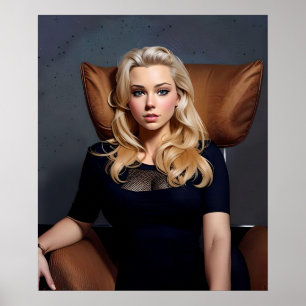 Poster Cartaz - Mulher Loira Gerada por IA com Aparência 