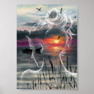 Poster Cartaz Mulher Pôr do Sol