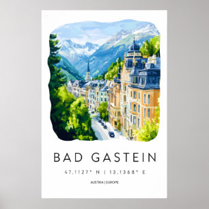 Poster Cartaz Nacional de Aquarela de Bad Gastein Parque