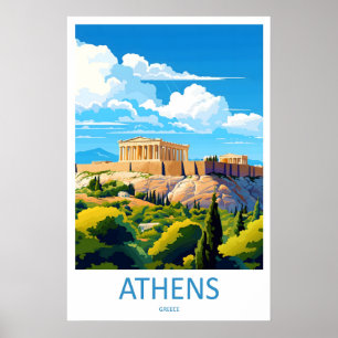 Poster Cartaz Nacional de Esqui de Viagens Atenas ParqueV