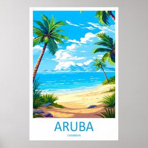 Poster Cartaz Nacional de Esqui Vintage Viagens Aruba Par