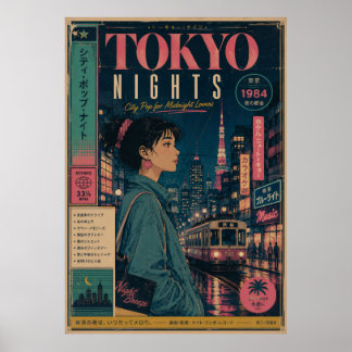 Poster Cartaz Noites de Tóquio Retro City Pop | Japão Vin