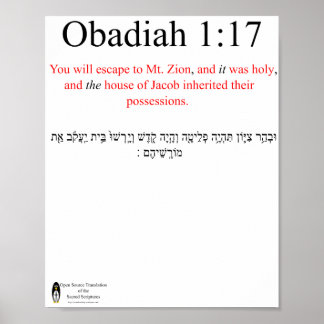 Poster Cartaz Obadias 1:17 de Tradução de Código Aberto