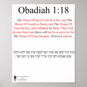 Poster Cartaz Obadias 1:18 Tradução de Código Aberto